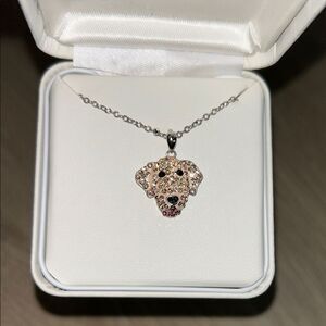 Silver Necklace with Pink Blingy Dog Pendant by Personalzation Mall